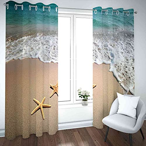 Rideau occultant à oeillets polyester vagues d'étoiles de mer - 4