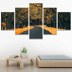 SIGNWIN 5 Panel Canvas Wall Art Dramatic Forest...