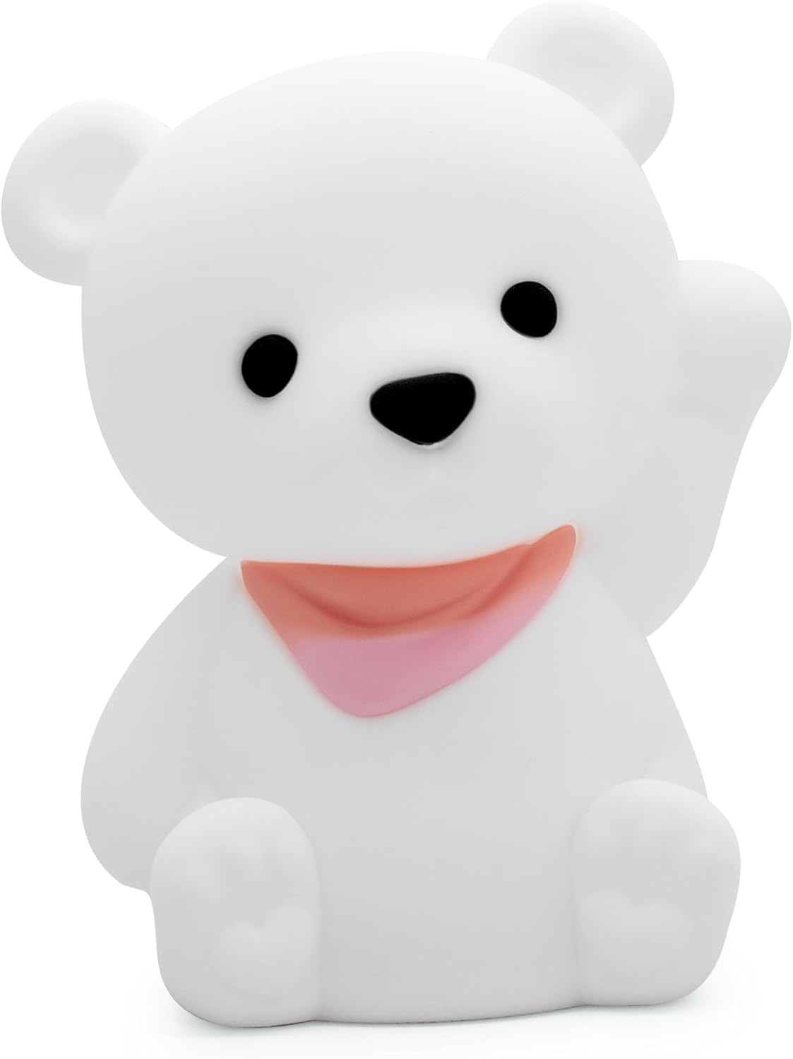 DHINK - Rechargeable LED Bear Night Light - Silicone Night Lamp for Baby and Children's Room - Bedside Lamp for Children - Birth Gift, White