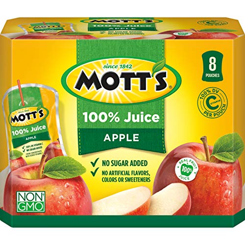 Mott's 100% Apple Juice, 6.75 Fluid Ounce Pouch, 8 Count (Pack of 4)