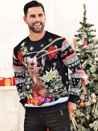 RAISEVERN Ugly Christmas Sweatshirt for Men Funny Xmas Holiday Pullover Sweater - Image 4