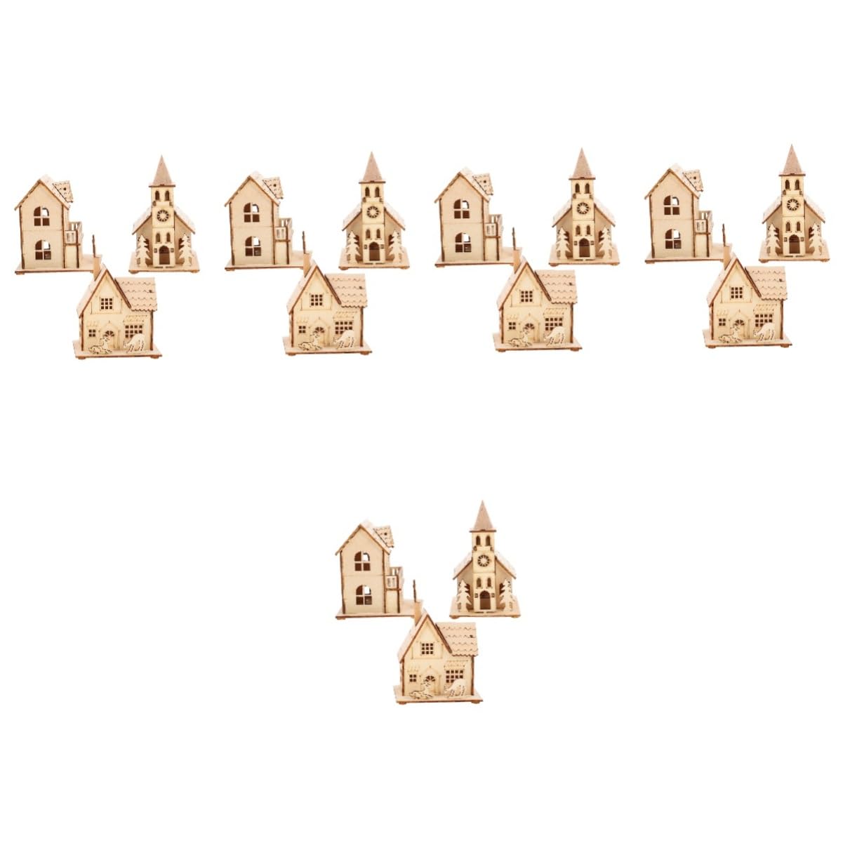 TOPBATHY 5 Sätze Leuchtende Hüttendekoration Aus Holz Feenhafte Partydekorationen Weihnachtsschmuck Weihnachtshausdekoration Leuchtende Hausdekoration Zum Malen Vor Hölzern 3 Stück * 5