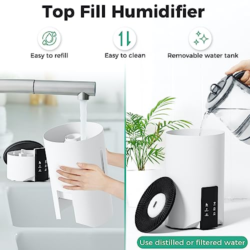 Humidifiers For Bedroom Large Room Home, 4L Cool Mist Humidifier For Smart App & Voice Control, Fill Essential Oil Diffuser For Baby And Plants, Quiet Ultrasonic Humidifier With 360° Nozzles, White #TOP1