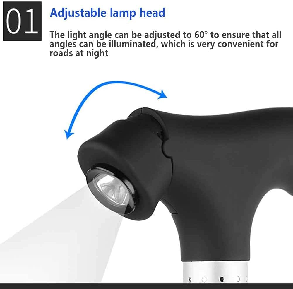 Muletas telescópicas antideslizantes Bastón plegable Fiable Altura ajustable Bastón plegable ligero Bastón con luces LED incorporadas Bastón antideslizante unisex ligero para todo terreno Bastón