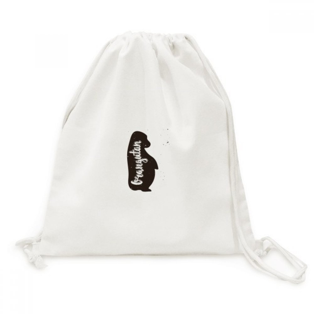 Toile Drawstring Backpack Orangutan Imprimé Animaux Noir Blanc