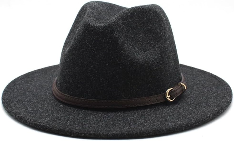 Classic Wool Fedora Hat, Gray with Leather Band