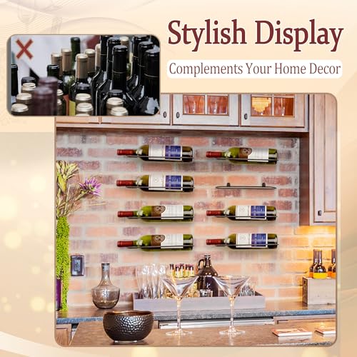 AQAREA Wall Mounted Wine Rack: Metal Wall Wine Bottle Holder - for Wine Cellar Home Kitchen Bar Decor - 8Pcs