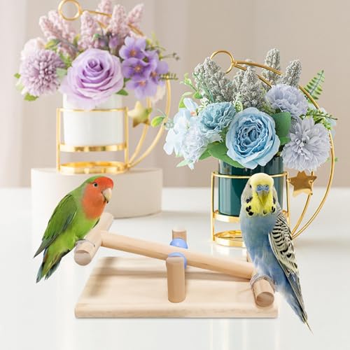オウムのおもちゃ - 木製 卓上 鳥用 シーソー | オカメインコの運動トレーニングツール、インタラクティブな卓上バランスおもちゃ ラブバードとインコ用