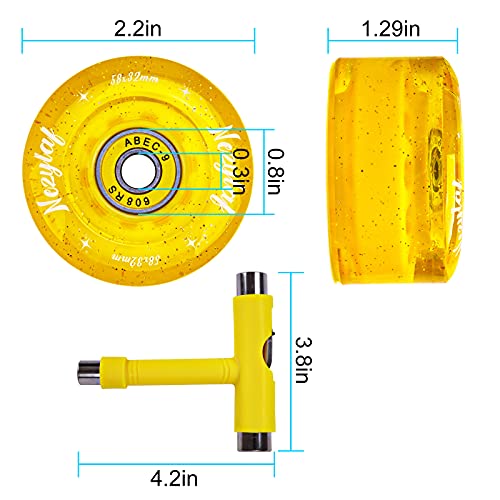 Nezylaf 8 Pack 32 X 58Mm, 82A Roller Skate Wheels With Glitter Powder And Multi-Function Portable Skateboard T Tool For Double Row Skating,Replacment Accessories Suitable For Outdoor Or Indoor #TOP1