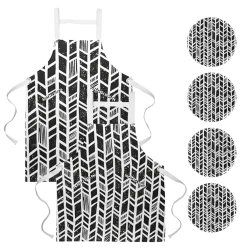 Tablier de cuisine lot de 2 anti-taches géométrique pour pâtisserie