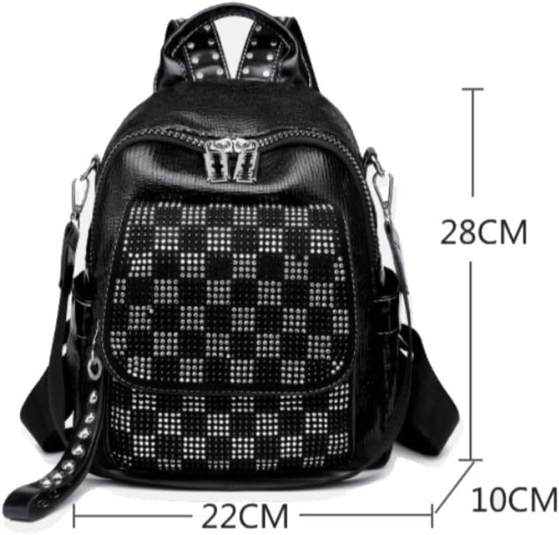 Ro Rox Checkerboard Backpack Argyle Rhinestone Studded Faux Leather Razor Zipper