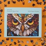 Stained Glass Owl Jigsaw Puzzle for Adults – 1000 Piece Puzzle with Bonus Poster Included, Unique Design & Vibrant Colors
