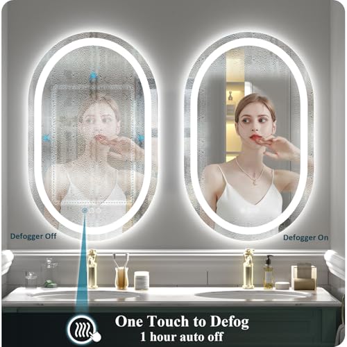 OKPAL 24x36 Oval Lighted Bathroom Mirror, LED Bathroom Mirror with Lights, Oval LED Mirror for Bathroom, Anti-Fog, Shatter-Proof, Dimmable, Memory, 3 Colors (Front Lights + Backlit) by OKPAL - Image 4