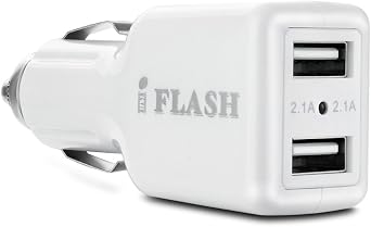 iFlash Dual USB Car Lighter Charger Adapter w/ 10w Fast Heavy Duty Ouput Compatible with Apple iPad Pro Air Mini, iPhone 17 16 15 14 13 12 11 Mini Pro Max X XR XS Pro Max 6 7 8 Plus, Galaxy S10