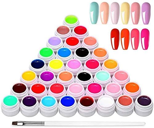 Anself 36 Colors Nail Polish, Paint Kit, Gel Paint with 1 Nail Brush for DIY Nail Art Design