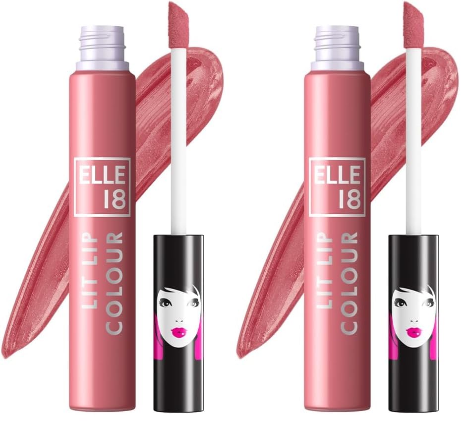 Image of Elle 18 Lit Lip, Matte Finish, Nude Pumps, 16 hrs Long Lasting Liquid Lipstick, Smudge and Transfer Proof Lipstick, One-stroke application, Quick Drying | 5.6 ml (Pack of 2)