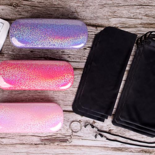 Image of ADBGV 3Pcs Unisex Hard Shell Eyeglasses Cases, Protective Case For Glasses,Sunglasses Case with Cleaning Cloth