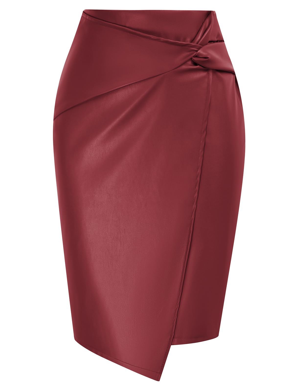 Kate K Women Faux Leather Pencil Skirt Wrap Knot