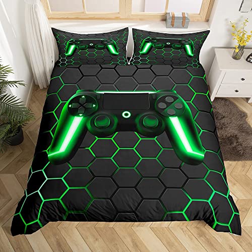 Ensembles de Literie 220x240 pour Garçons,Housse de Couette Gaming,Housse Couette Gamer pour Enfants,Parure de Lit Manette de Jeu Neon Lights pour Les Ados,Literie...