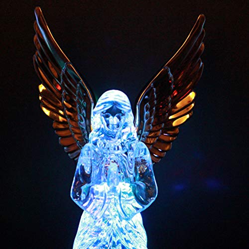 Dalax- Angel Led Lighted Sparkling Color Changing Snow Globe Water Lamp With 6 Hour Timer, 12'' Prayer Angel Swirling Glitter Golden Wings Statue Home Decor Figurine, Christmas Ornaments Decorations #TOP1