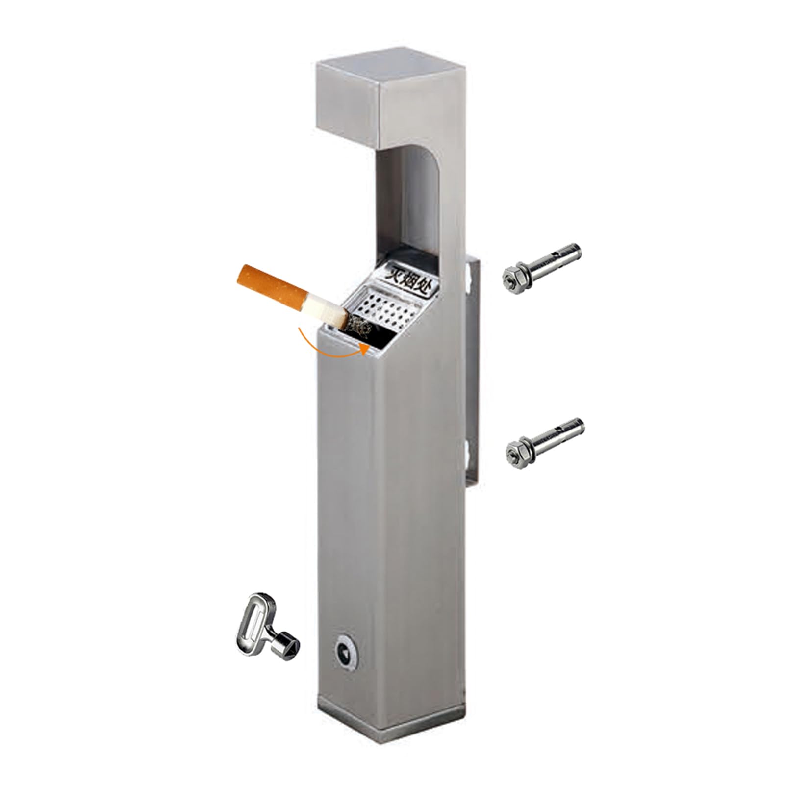 wall-mounted ashtray, Wall Mounted Ashtray Outside Pub Garden Office Cigarette Butt Can Lockable Bin for, Patio, Hotel(Color4,50x8.9cm)