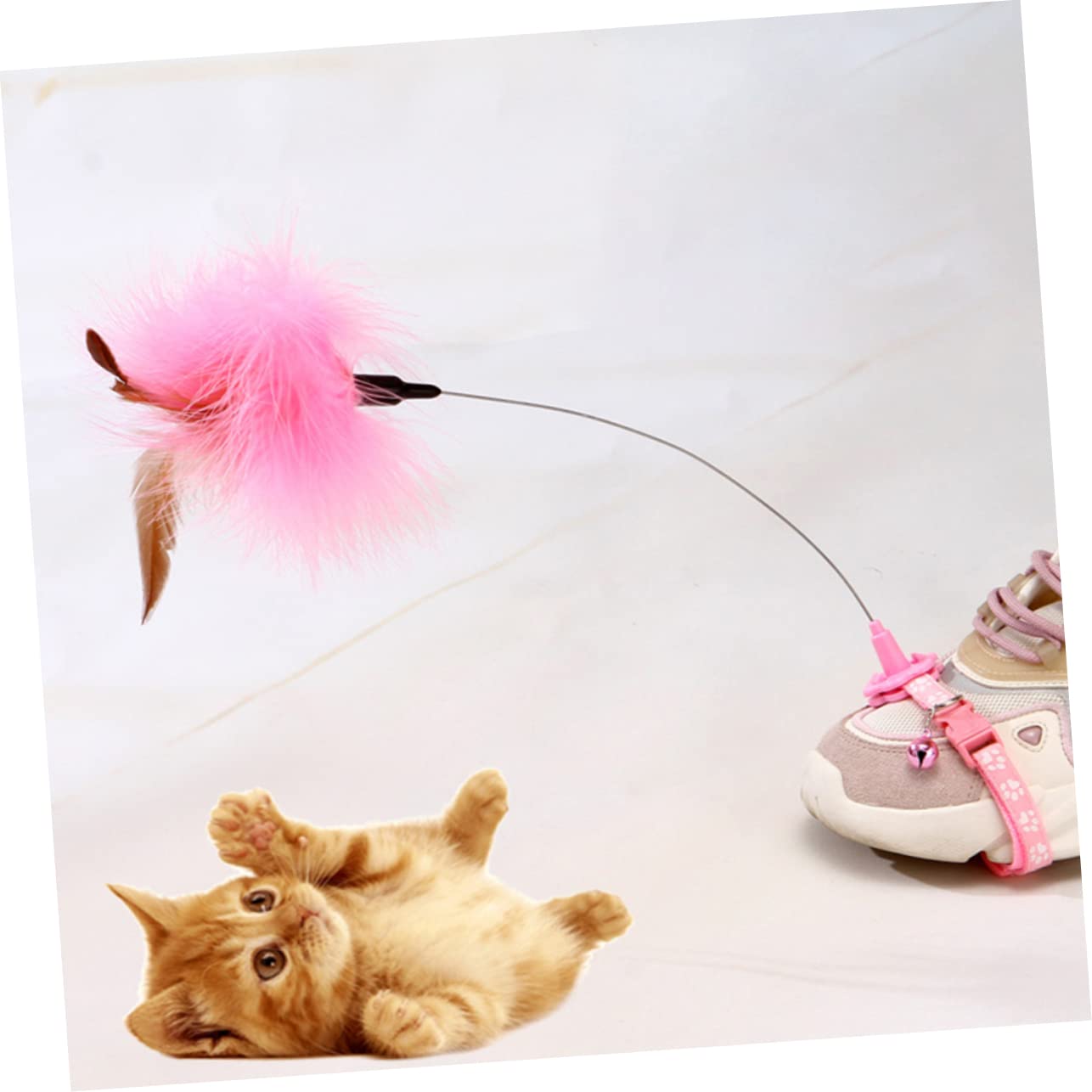 SUPVOX Lot de 2 Bâtonnets à Taquiner pour Chatons Plumage Résistantes la Morsure en Acier Carbone et Silicone, Jouets Interactifs pour Chats D'intérieur