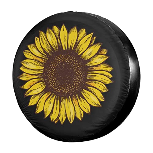 Image of Retro Sunflower Spare Tire Cover Dust-Proof Wheel Tire Cover Fit Trailer, RV, SUV and Many Vehicle 17 Inch