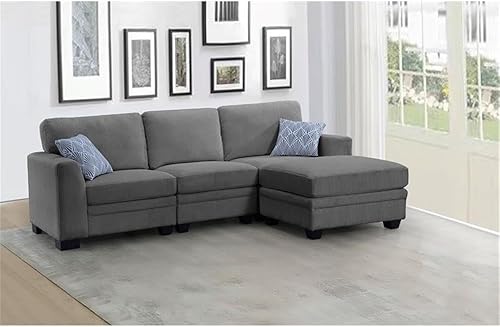 Legend Vansen Sofá seccional de combinación flexible de pana de 4 piezas, color gris oscuro