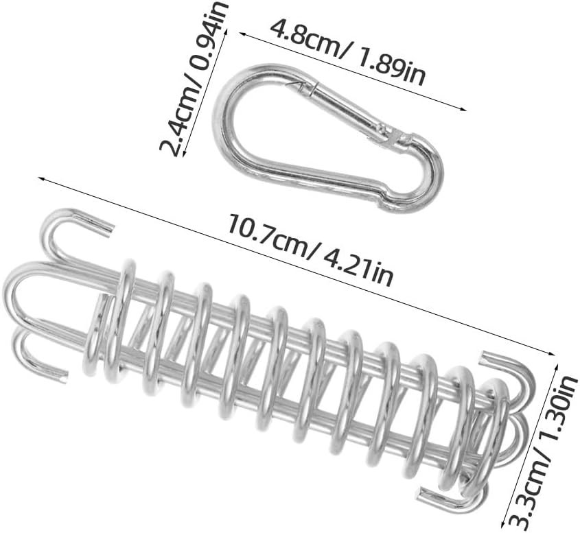 6 Sets Camping Tent Spring Buckle Set: Outdoor Camping Tent Rope Tensioner with Carabiners - Spring Loaded Cord Tensioner for Awnings, Hiking, Backpacking