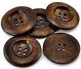 Material: Holz SiAura Material - 20 Stück Holzknöpfe Rund Kaffeebraun, Durchmesser 35mm, 4 Löcher