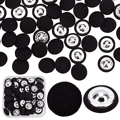 GORGECRAFT 50 Unids Botón de Tela de Forma Redonda para Traje, Abrigo de Lana, Chaqueta, Camisa y Pantalones de Hombre y Mujer, Negro