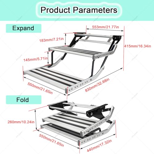 Marchepieds rétractables 200 kg pour camping-car avec éclairage LED intégré - 7