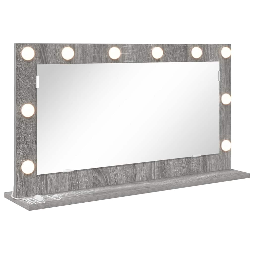 KGHFDVB LED Vanity Mirror Rectangular Grey Sonoma 80 x 45 x 18 cm with Integrated LED Strip Lights, Plane Mirror for Personal Grooming, USB Powered Energy-Efficient Design, Glass
