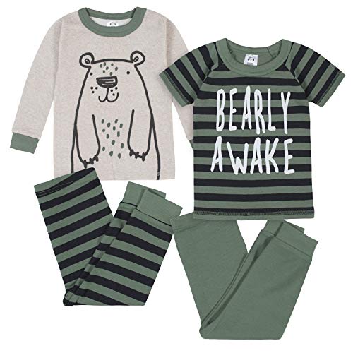 Gerber Baby Boys Toddler Snug Fit 4-piece Pajama Set, Bear Grey, 18 Months US