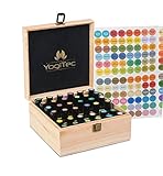 YogiTec Essential Oil Storage Box - 36 Slots Wooden Organizer Carrying Case for Aromatherapy Oils Bottle or Roller Bottles with Black Velvet Foam padding and Free 192 Labels