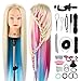 Maniquíes de aprendizaje, Neverland Beauty 26 "100% fibra sintética Peluquería Entrenamiento Cabeza Maniquí Muñeca multicolor con prenda Practica Maniquí + Juego de accesorios de trenza