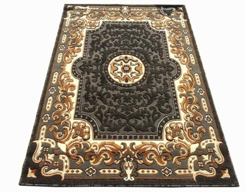 Image of Soft Premium Grey Carpet 5x7 ft - Washable, Anti-Skid, Fade-Resistant Acrylic Rug for Living Room, Hall, Bedroom, Modern Decor