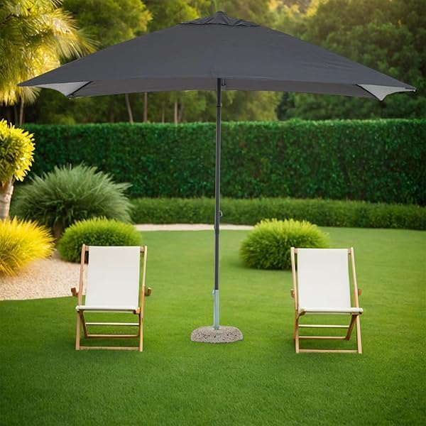 Sicignano | Ombrellone Lipari 3x2 Giardino Antracite, 6 Stecche in Ferro, Telo Poliestere 180 g/m², H.230 cm, Palo Ø3,8 cm - Terrazzo Piscina Ristoranti (Ombrellone senza Base)