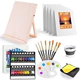 Whalsure Paint Set, Acrylic Paint Set for Kids & Adults - Painting Supplies with 18 Acrylic Paints, 8 Painting Brushes, 5 Canvas Panels, etc