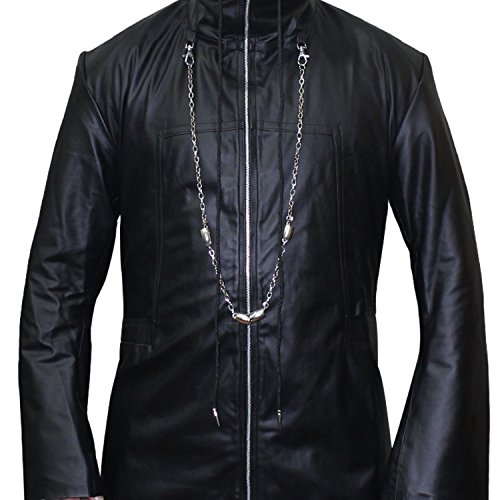 Enigma Hooded Organization XIII Jacket -Black Leather Trench Coat2