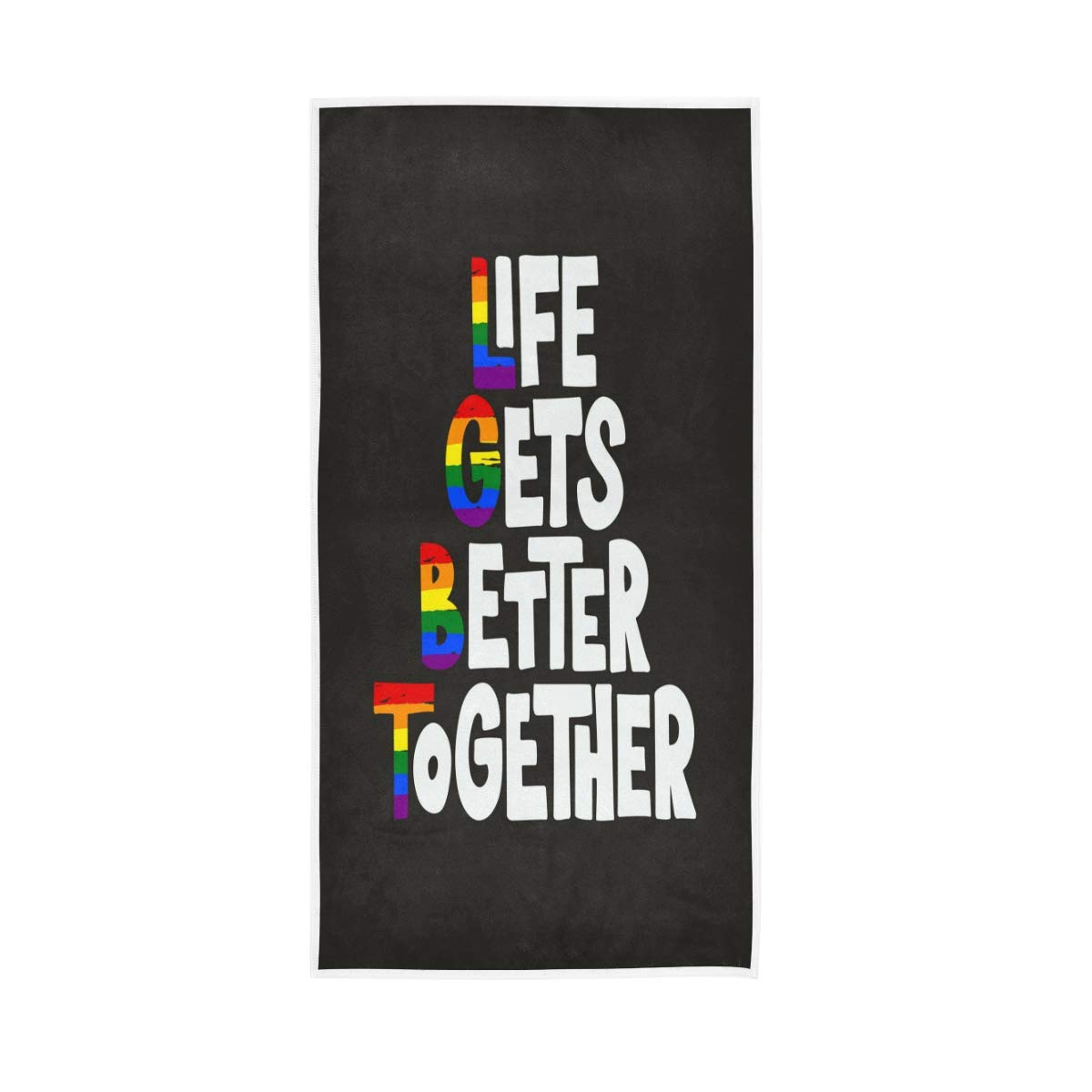 HUYGD Hand Towels Cotton Rainbow LGBT Letter Soft Towel Multipurpose Bathroom Beach Towel for Home Kitchen Swim Spa Gym, 30x15 inch