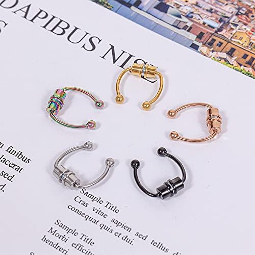 Magnetic Septum Nose Rings*5pcs, XiXiRan Horseshoe Fake Nose Ring, Fake Nose Rings, Non-Pierced Nose Ring, Magnetic Stainless Steel Nose Ring, Reusable Fake Horseshoe Hoop, for Men and Women