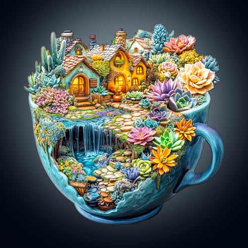 WOODBESTS Puzzle en Bois pour Adultes, Bol Succulent, Puzzle en Bois, 250 pièces, Puzzle irrégulier en Forme d'animal, Beau Cadeau pour Les Amateurs de Puzzle (34 x 33,8 cm)