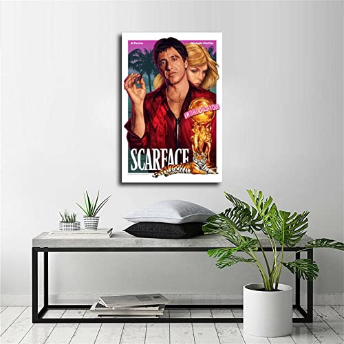 1983 Scarface Movie Al Pacino Tony Montana Michelle Pfeiffer Canvas Art Poster And Wall Art Picture Print Modern Family Bedroom Decor Posters 16X24Inch(40X60Cm) #TOP5