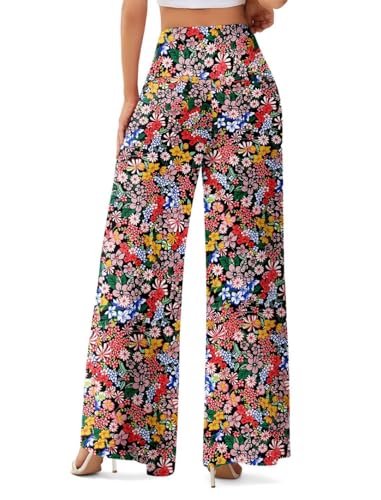 JZC Women's Palazzo Lounge Pants Stretchy Wide Leg Casual Pants Comfy High Waist Flowy Pants S-3XL