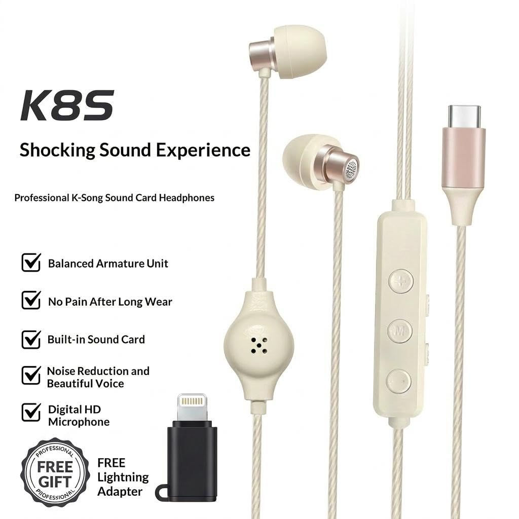 Photo 1 of hosabely Karaoke Headset with Sound Card (Pink)