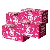 King Coco - Carbón Natural de Coco Premium 4KG 27mm para Cachimba y BBQ Briquetas para Shisha y Barbacoas, Larga Duración de Combustión