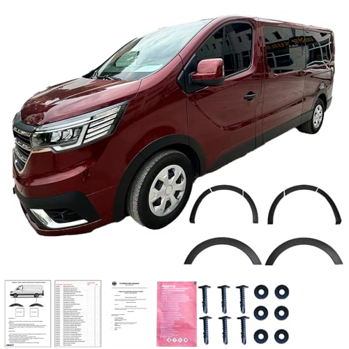 Oneway Jeu d'enjoliveurs de passage de roue compatible avec Renault Trafic 2022- - Noir mat
