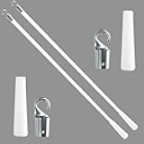 2-Pack 36 Inch White Fiberglass Vertical Blind Wand Replacement Durable Tilt Control Rod with Hook & Handle Replacement Parts for Vertical Blinds & Window Shades