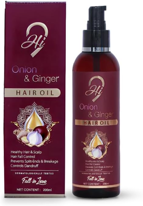 Hi9 Onion & Ginger Hair Oil - 200ML | Enriched with Onion Black Seed, Ginger Oil & 9 Herbal Extracts | Promotes Hair Growth | Controls Hair Fall & Dandruff | Nourishes & Hydrates for Women